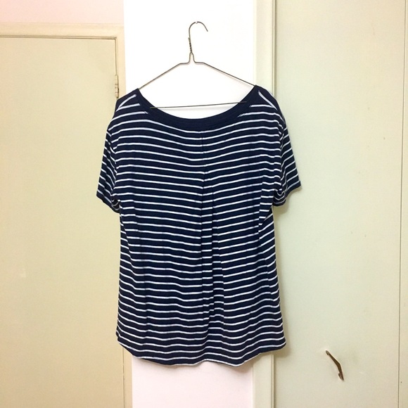 Blue and White Stripes Short Sleeved Long Tee - Picture 2 of 3